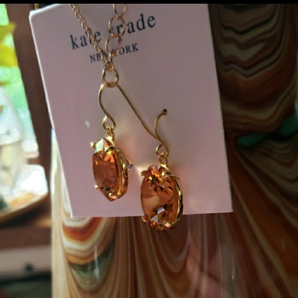 Kate Spade Earrings Citrine Brilliant Cut, Golden hardware Stunning NWT - Picture 9 of 10